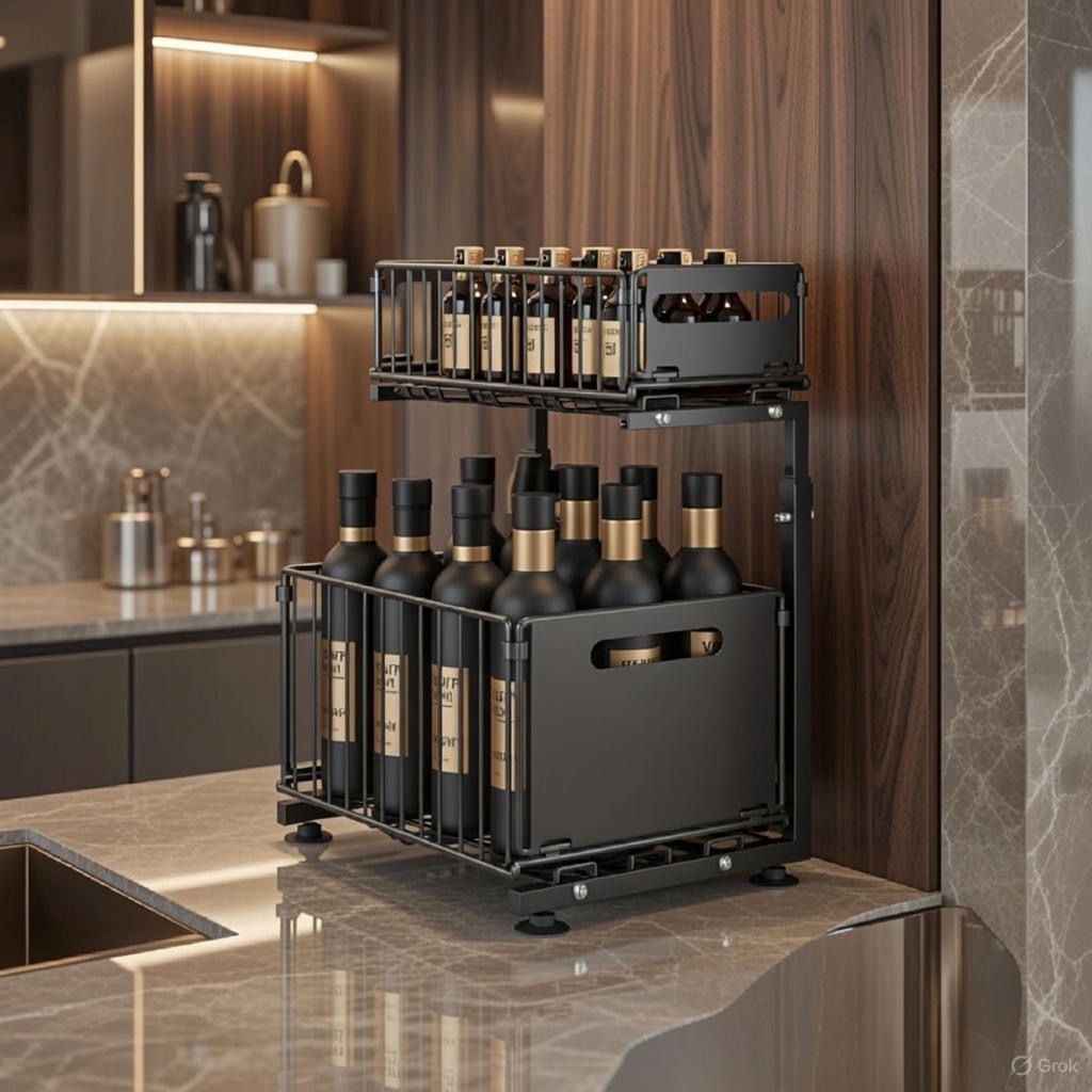 Elegancki Organizator Kuchenny z Wysuwanym Pojemnikiem