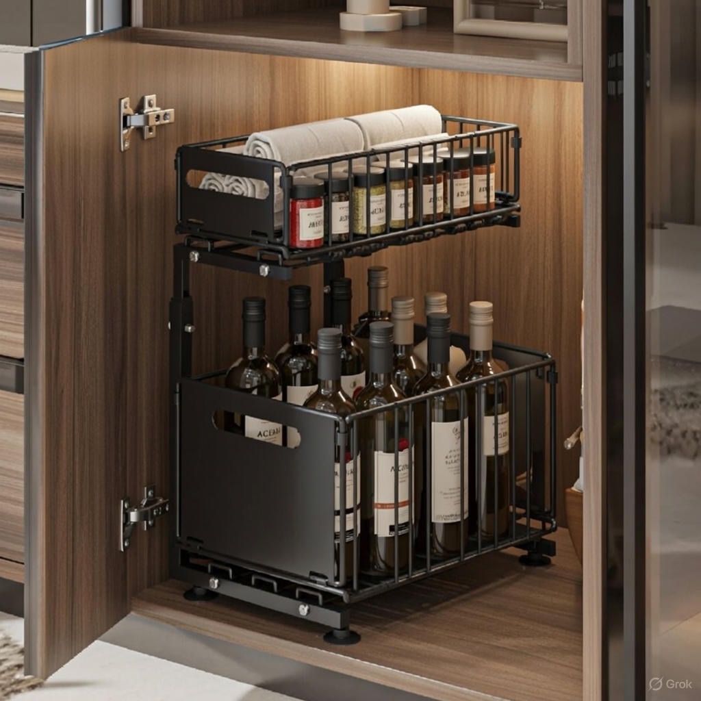 Elegancki Organizator Kuchenny z Wysuwanym Pojemnikiem