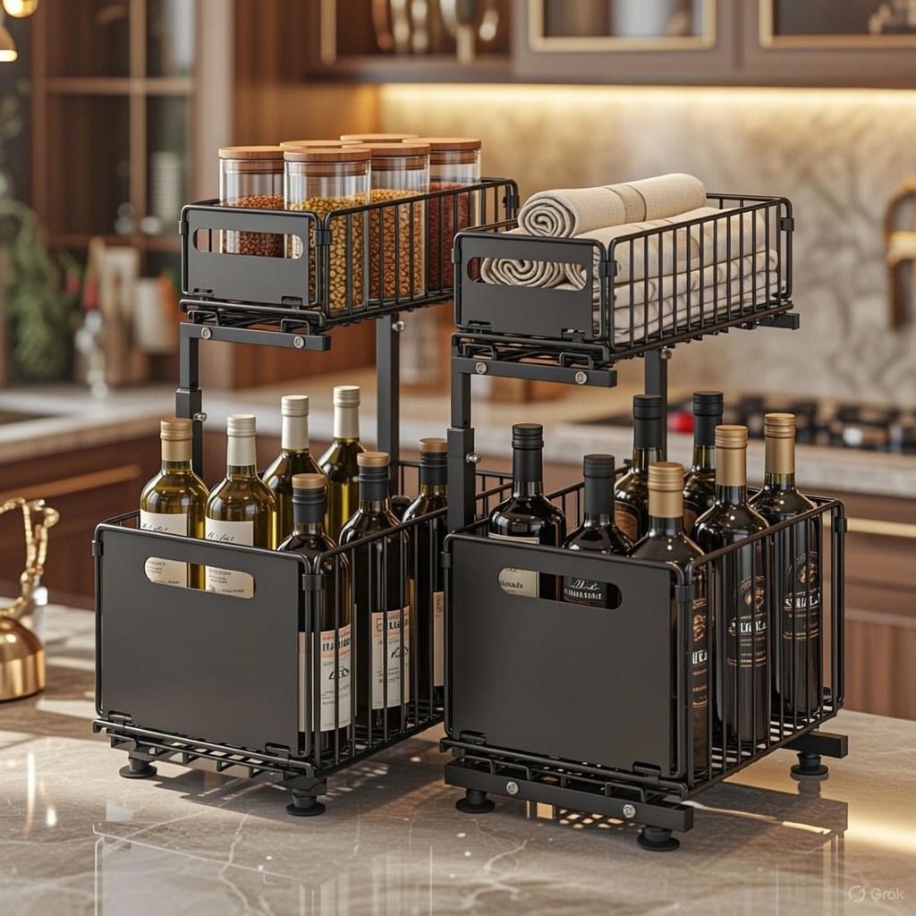 Elegancki Organizator Kuchenny z Wysuwanym Pojemnikiem