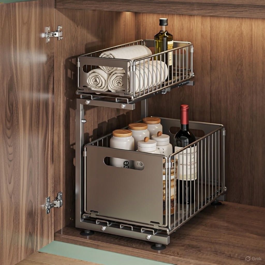 Elegancki Organizator Kuchenny z Wysuwanym Pojemnikiem