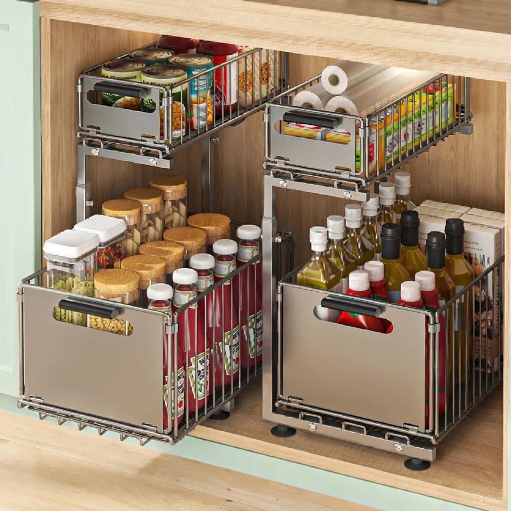 Elegancki Organizator Kuchenny z Wysuwanym Pojemnikiem