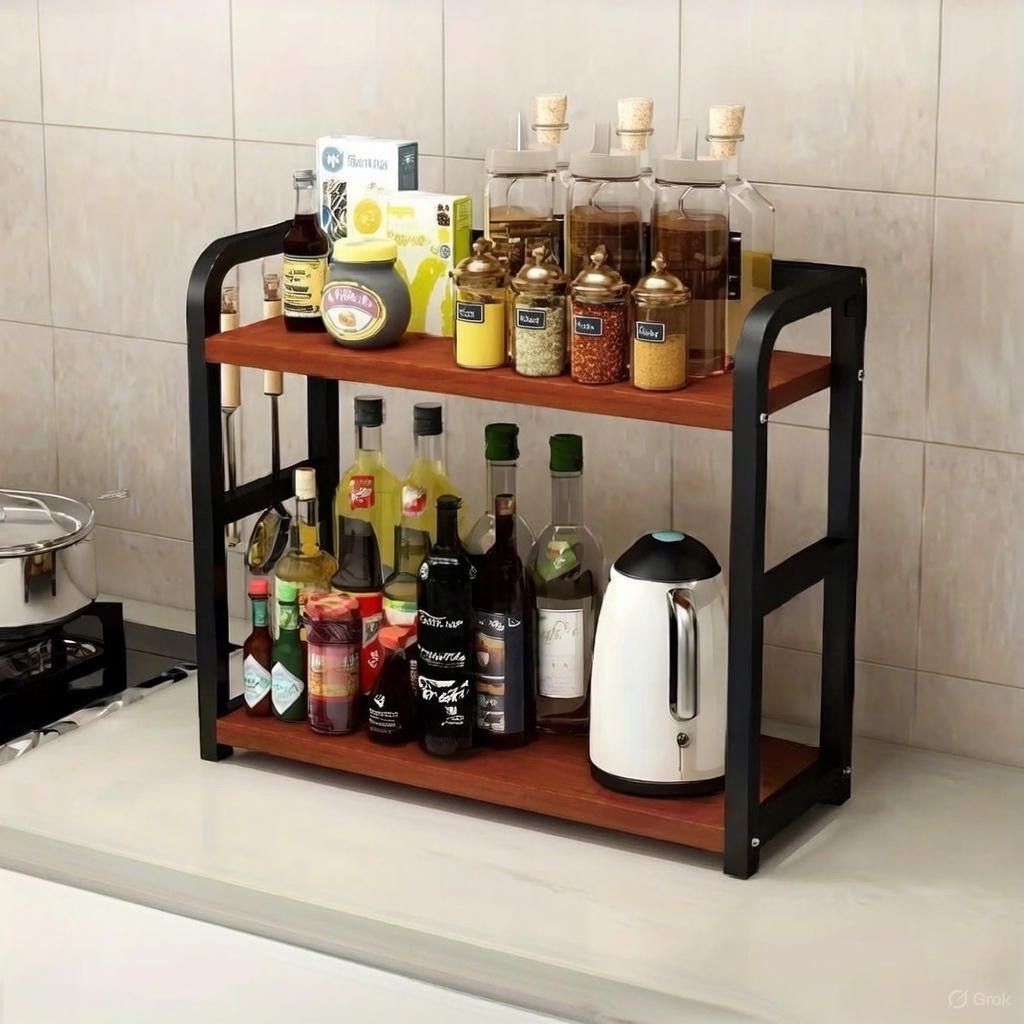 Elegancki Dwupoziomowy Metalowy Organizer Kuchenny