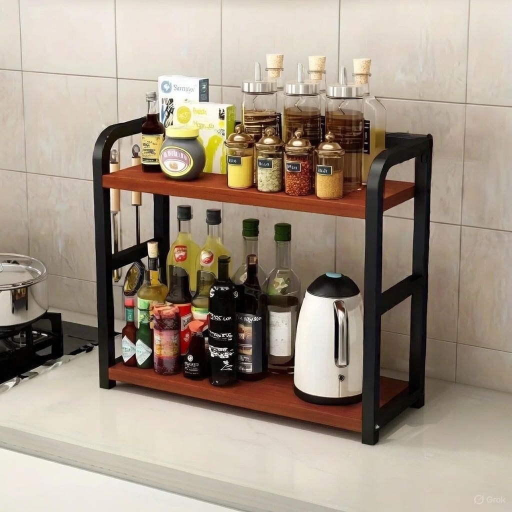 Elegancki Dwupoziomowy Metalowy Organizer Kuchenny